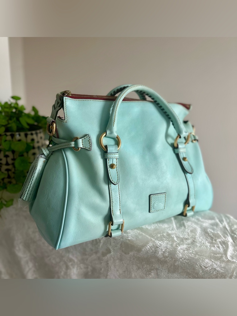 Dooney & Bourke Leather Florentine Satchel in Pale Blue - Picture 13 of 15